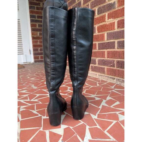 VINCE. Women's Black Leather Knee High Wedge Boots-Pull-On (No Zipper)- Size 6M - Picture 7 of 12